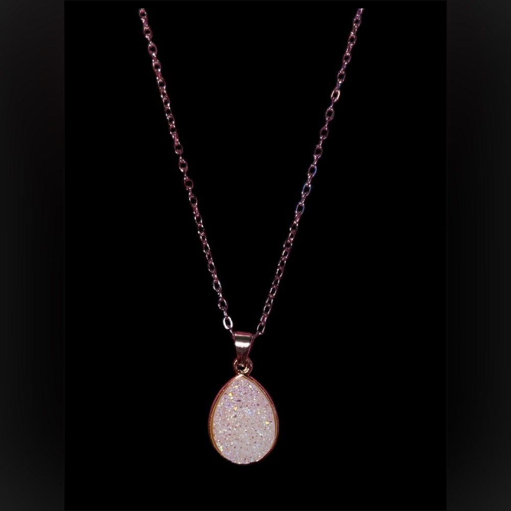 White Teardrop Necklace with 10in Chain